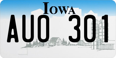 IA license plate AUO301
