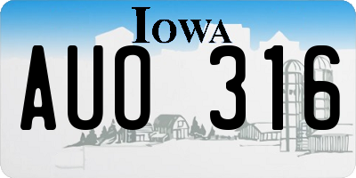 IA license plate AUO316