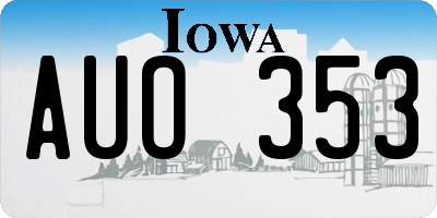 IA license plate AUO353