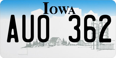 IA license plate AUO362