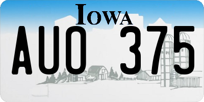 IA license plate AUO375