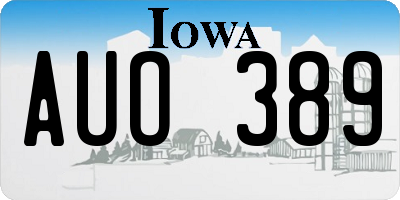 IA license plate AUO389