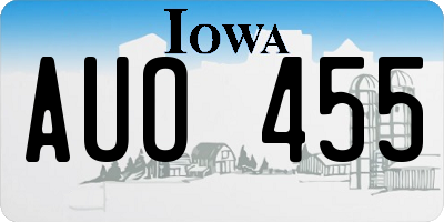 IA license plate AUO455