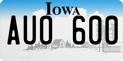 IA license plate AUO600