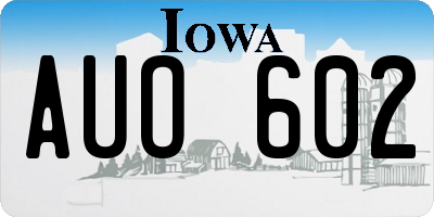 IA license plate AUO602
