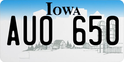 IA license plate AUO650