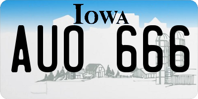 IA license plate AUO666