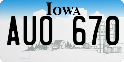IA license plate AUO670