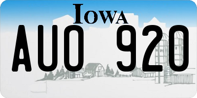 IA license plate AUO920