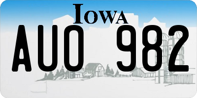 IA license plate AUO982