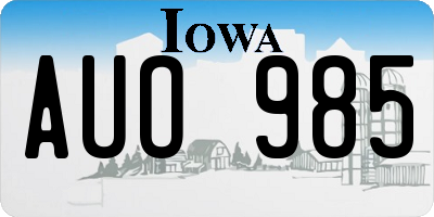 IA license plate AUO985