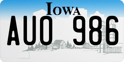 IA license plate AUO986