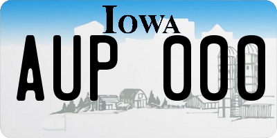 IA license plate AUP000