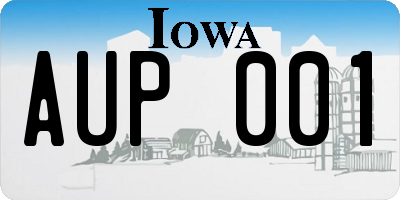 IA license plate AUP001