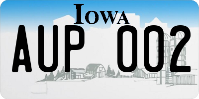 IA license plate AUP002