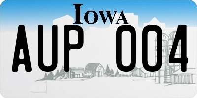 IA license plate AUP004