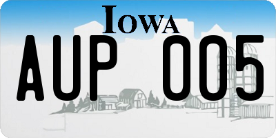 IA license plate AUP005