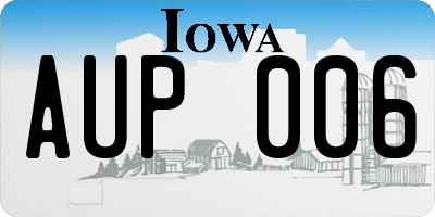 IA license plate AUP006