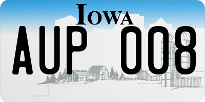 IA license plate AUP008