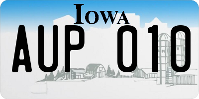 IA license plate AUP010
