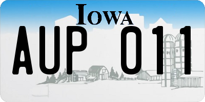 IA license plate AUP011