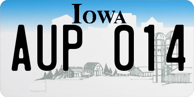 IA license plate AUP014