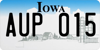 IA license plate AUP015