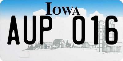IA license plate AUP016