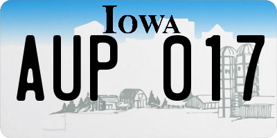 IA license plate AUP017