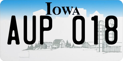 IA license plate AUP018