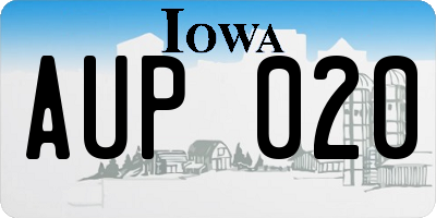 IA license plate AUP020