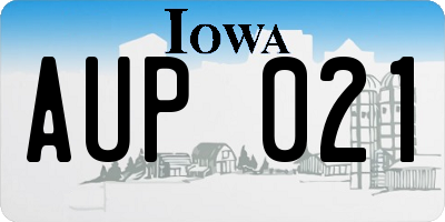 IA license plate AUP021