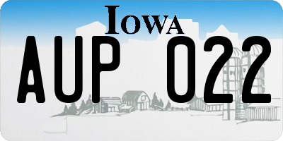 IA license plate AUP022