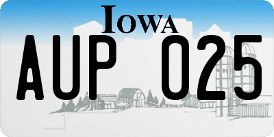 IA license plate AUP025