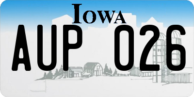 IA license plate AUP026