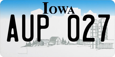 IA license plate AUP027