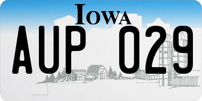 IA license plate AUP029