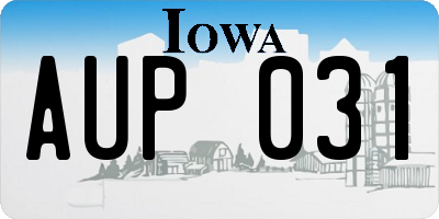 IA license plate AUP031
