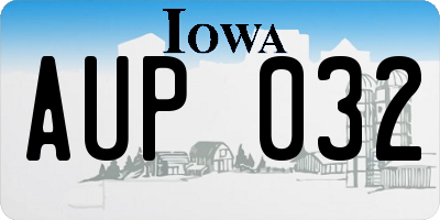 IA license plate AUP032