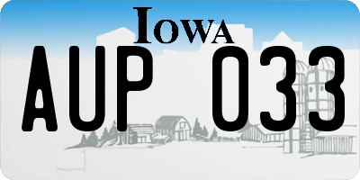 IA license plate AUP033
