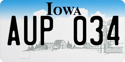 IA license plate AUP034