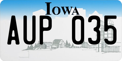 IA license plate AUP035