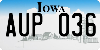 IA license plate AUP036