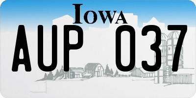 IA license plate AUP037