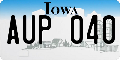 IA license plate AUP040
