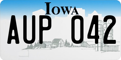 IA license plate AUP042
