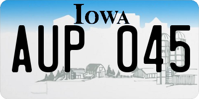 IA license plate AUP045