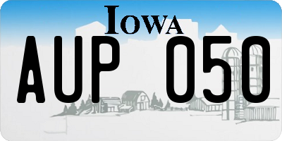 IA license plate AUP050