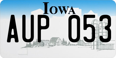 IA license plate AUP053