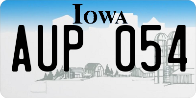 IA license plate AUP054